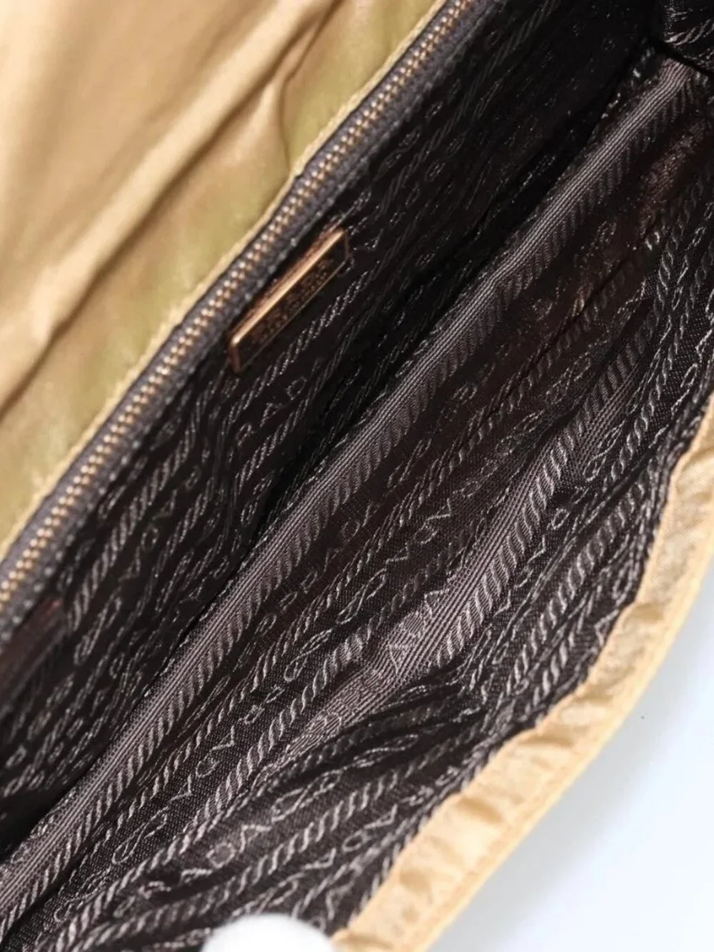 PRADA Shoulder Bag Nylon Beige Gold - Picture 11 of 16